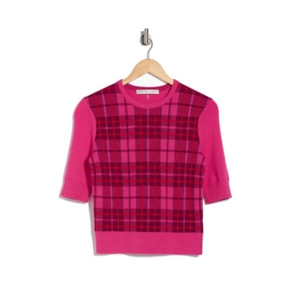 ✨ Trina Turk Mackenzie Plaid Merino Wool Sweater — Size Small — NEW With Tags ✨ - Picture 4 of 12